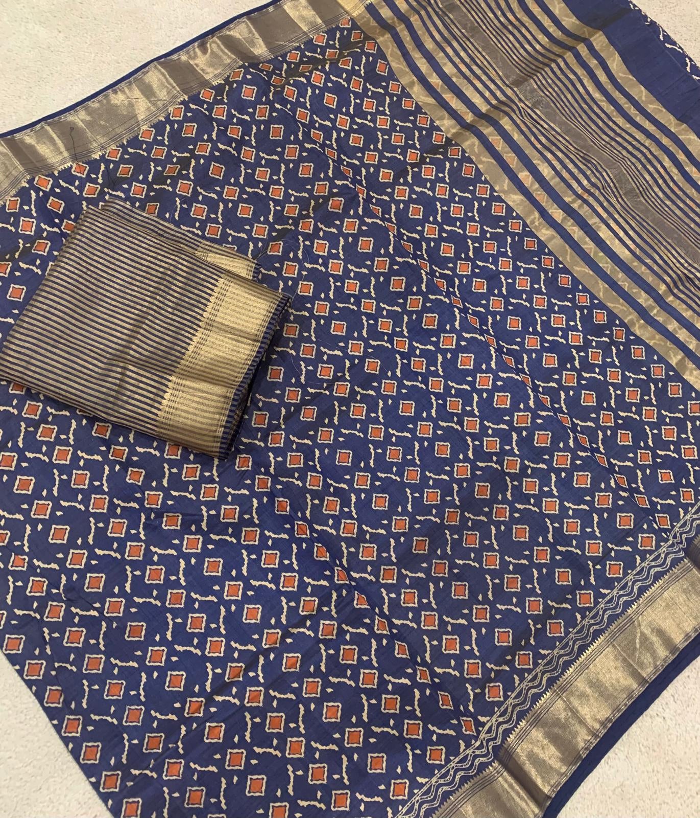 Rajkot Patola Design - Dark blue