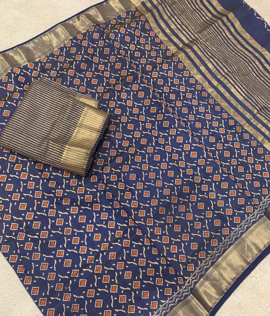 Rajkot Patola Design - Dark blue