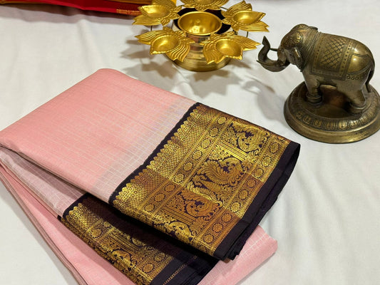 Soft Pink with kanchana blackish blue muthukattam korvai