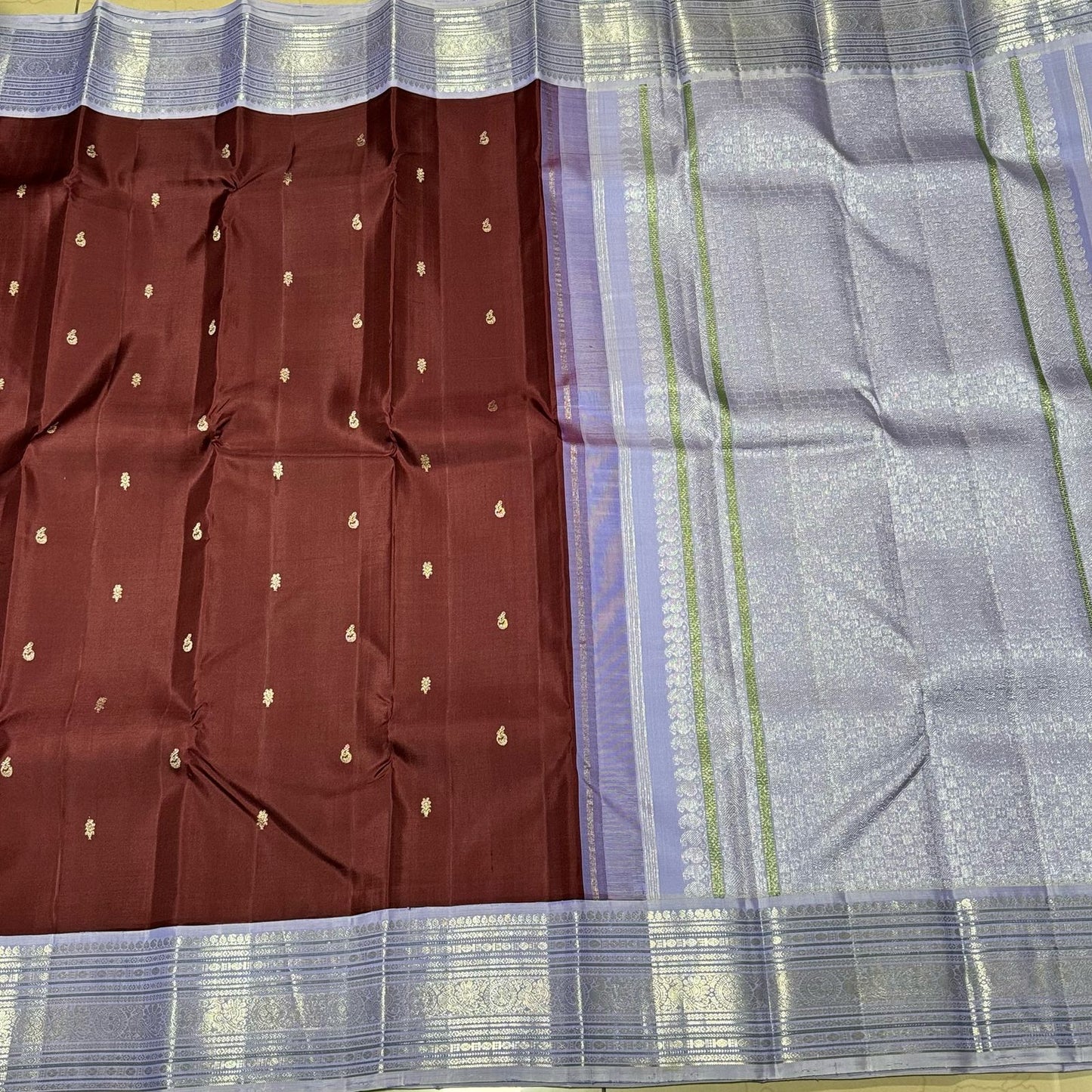 Deep brown with lavender buttas korvai