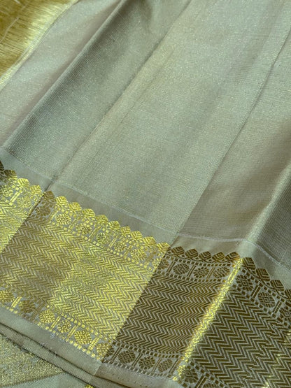 Olive green pinkish beige vairaoosi mayil chakram buttas korvai