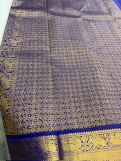 Beige violet blue dual tone korvai