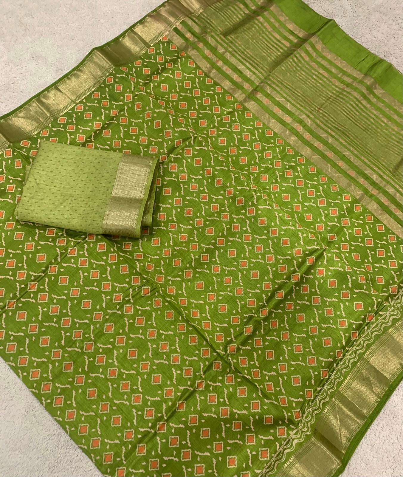 Rajkot Patola Design - Olive green