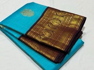 Ananda blue with purplish brown korvai Ganda Berunda buttas
