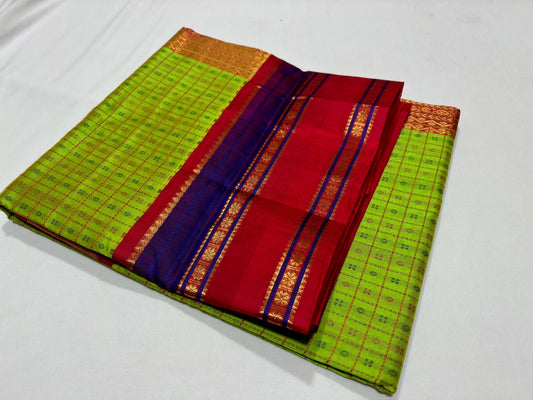 Lakshadeep Buttas Korvai Parrot green with orange