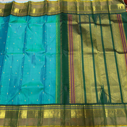 Peacock green with bottle green buttas korvai
