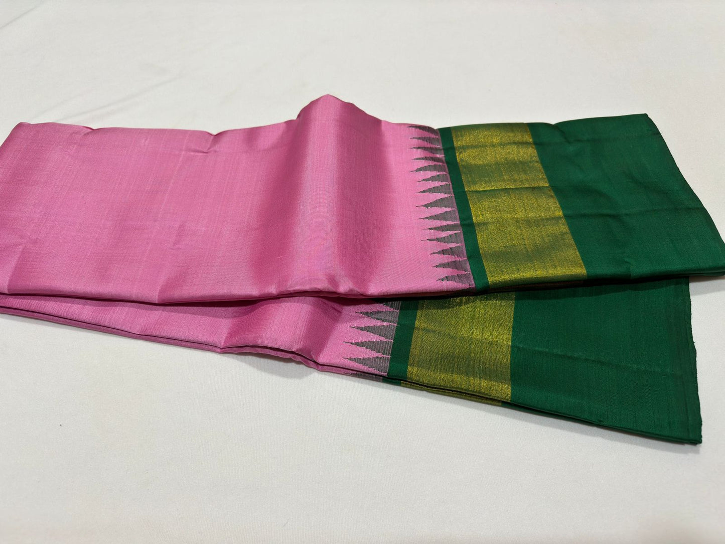 Pink with bottle green contrast