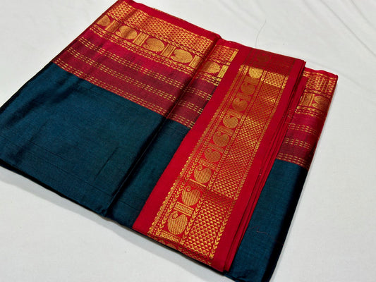 Dark Ramar blue with red plain korvai