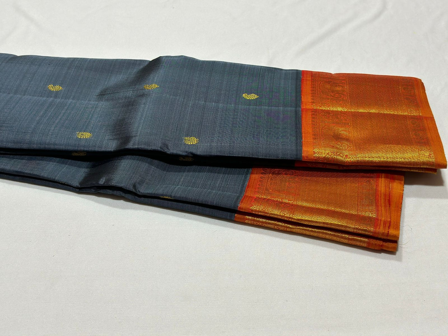Dark grey with rustic orange
