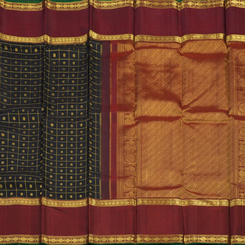 Black with maroon checks laksham buttas rettapate