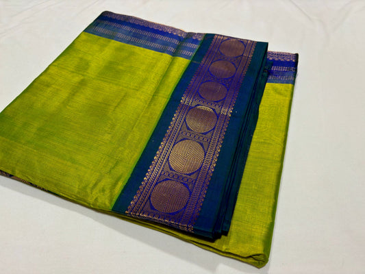 Light green with dark blue plain korvai