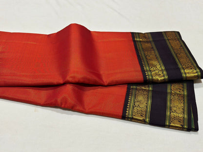 Red/Brick orange with dark brown Vairaoosi rettapate Korvai