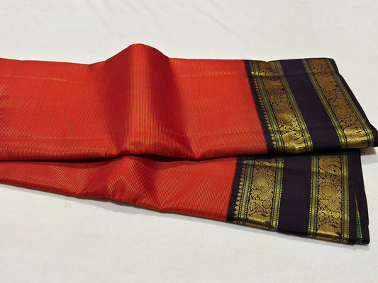 Red/Brick orange with dark brown Vairaoosi rettapate Korvai