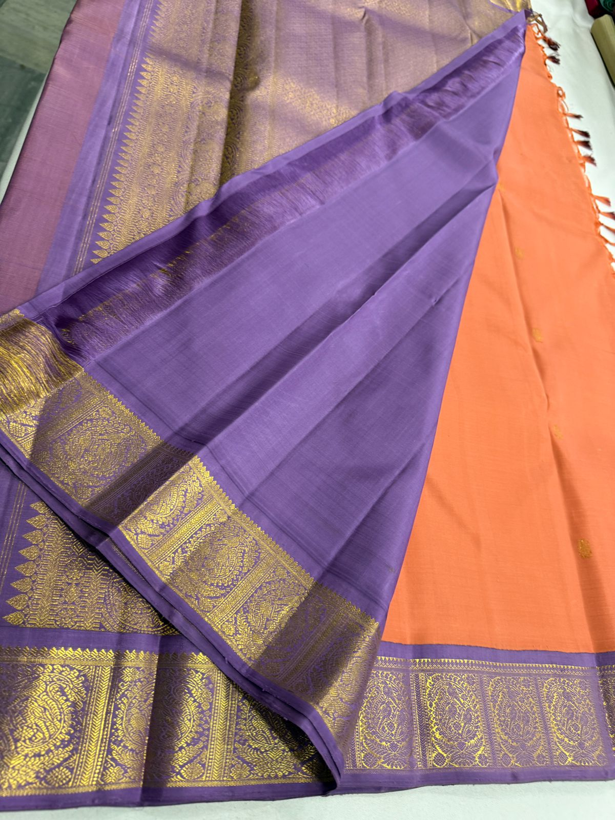 Dual tone orange with purple buttas korvai
