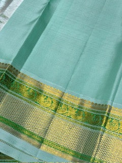 Deep wine / maroon dual tone with mint green korvai Minakari border / Gandaberunda / chakram