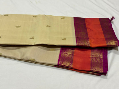 Tussar with orange/pink