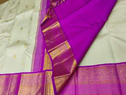 Cardamom green / magenta purple buttas korvai