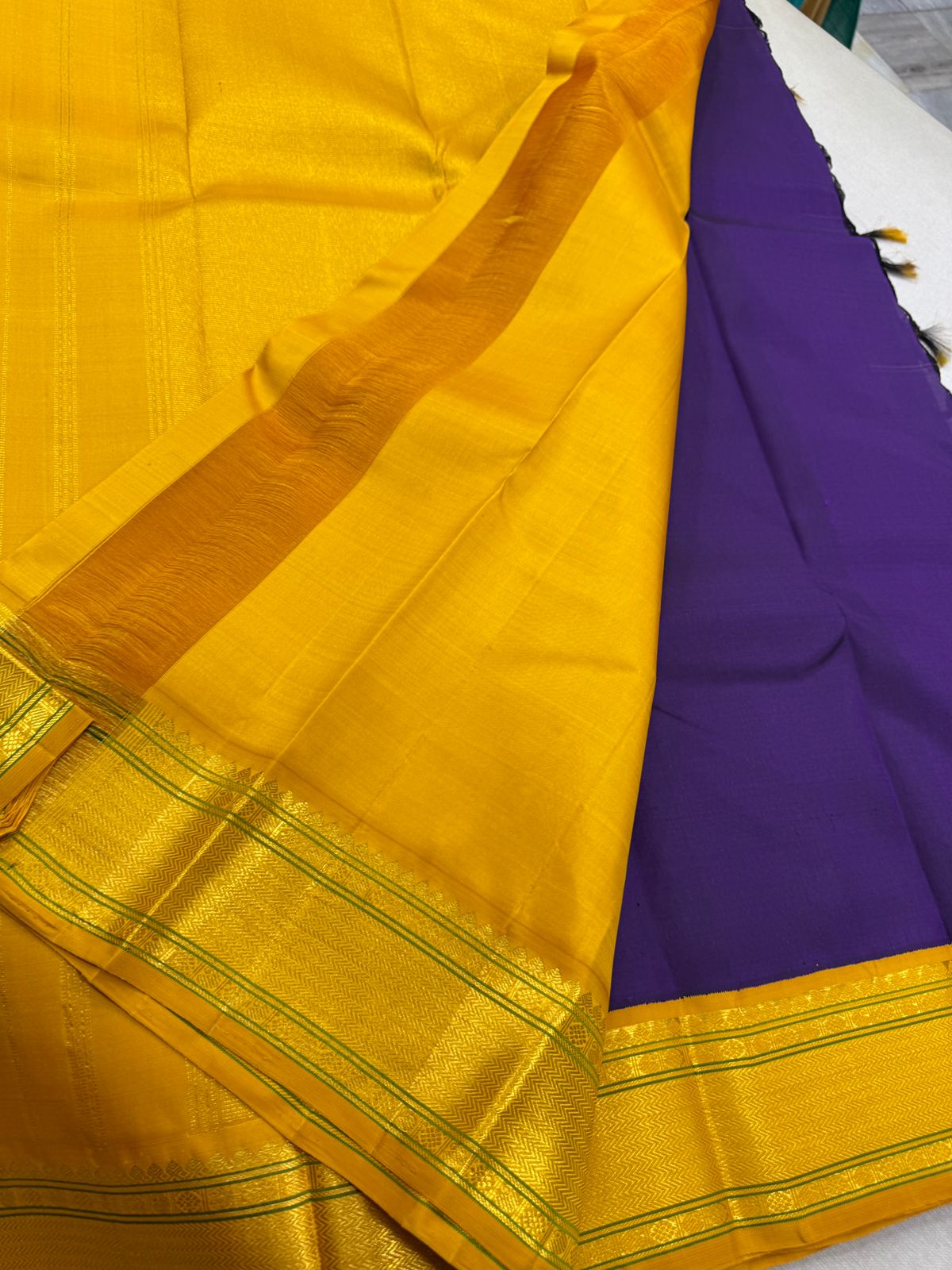 Deep purple with mustard korvai