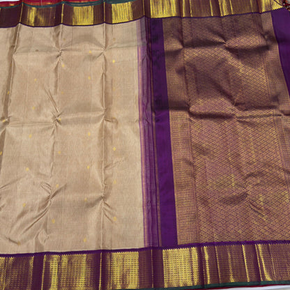 Beige with purple korvai