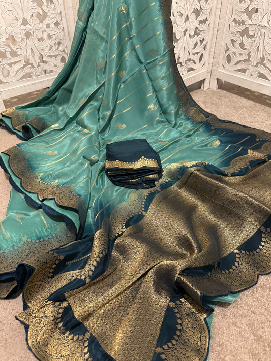 Pure Organza benarasi - Sea green