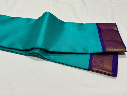 Turquoise blue with violet korvai