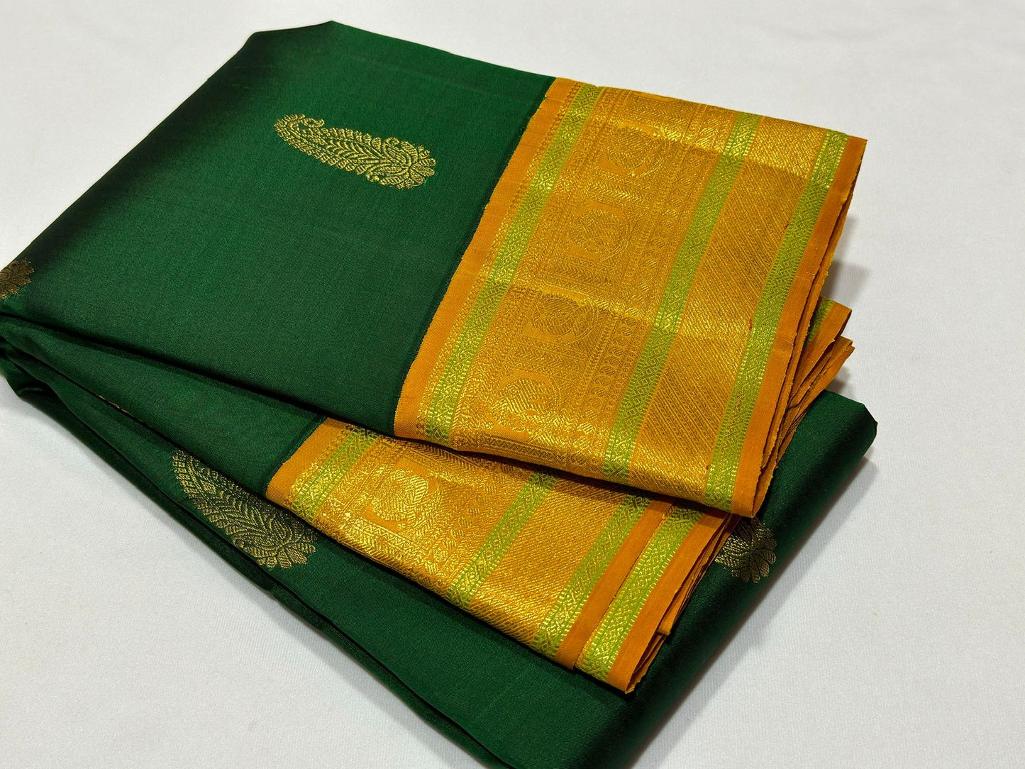 Bottle green with golden mustard