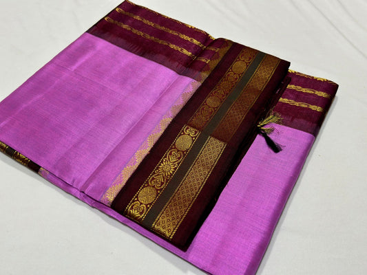 Lotus pink with brown plain korvai