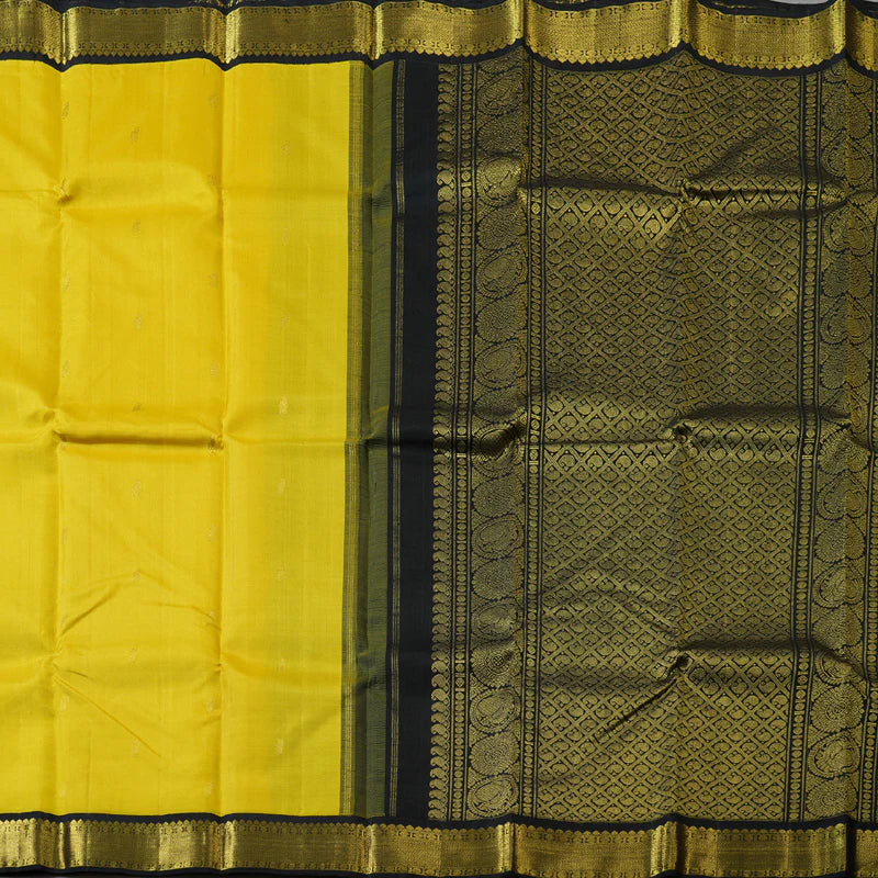 Lemon yellow / black korvai with buttas