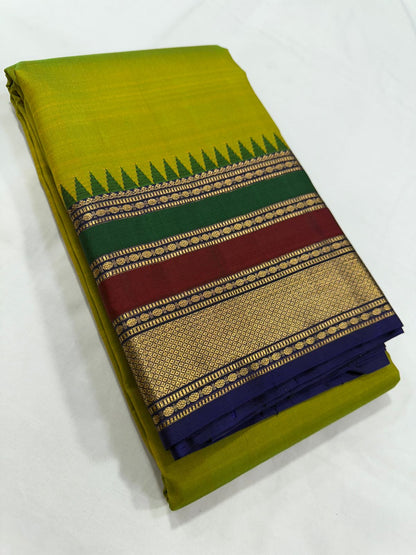 Dual tone green with multi color border with temples