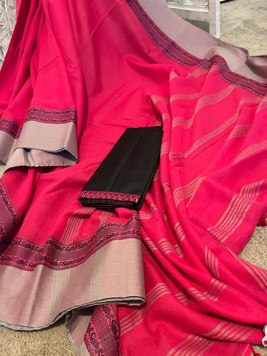 Rani Pink / grey handloom linen