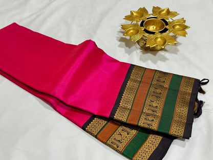 Shocking tomato pink with Kanchana brown