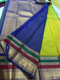 Dual tone green with multi color border with temples