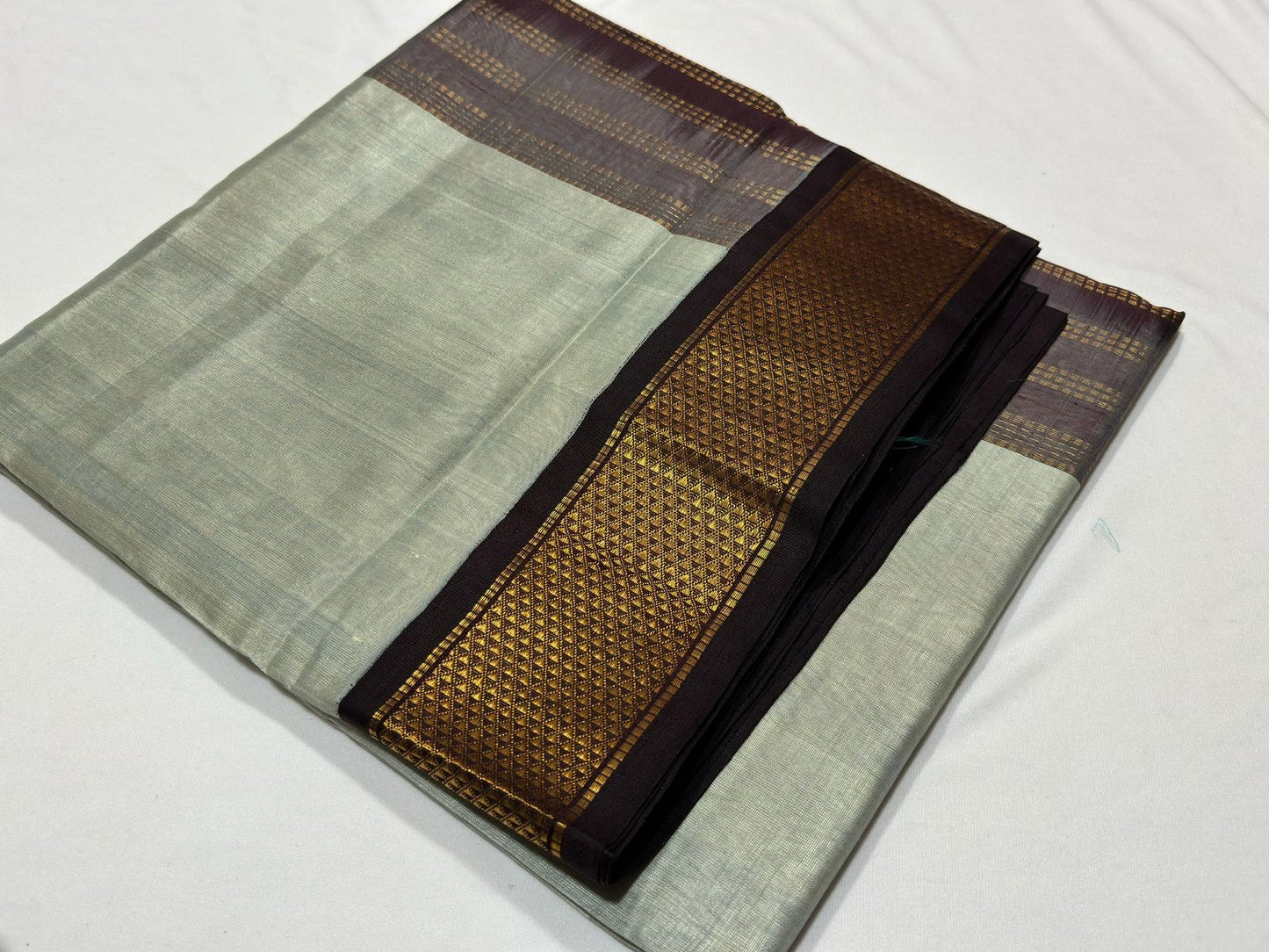 Grey with coffee brown araimadam plain korvai