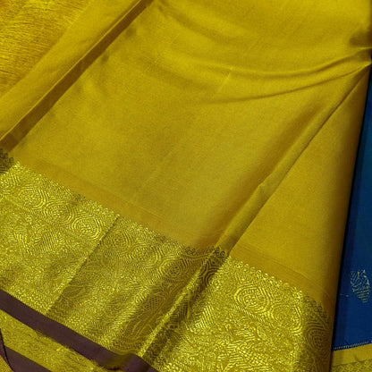 Peacock blue with golden mustard buttas korvai