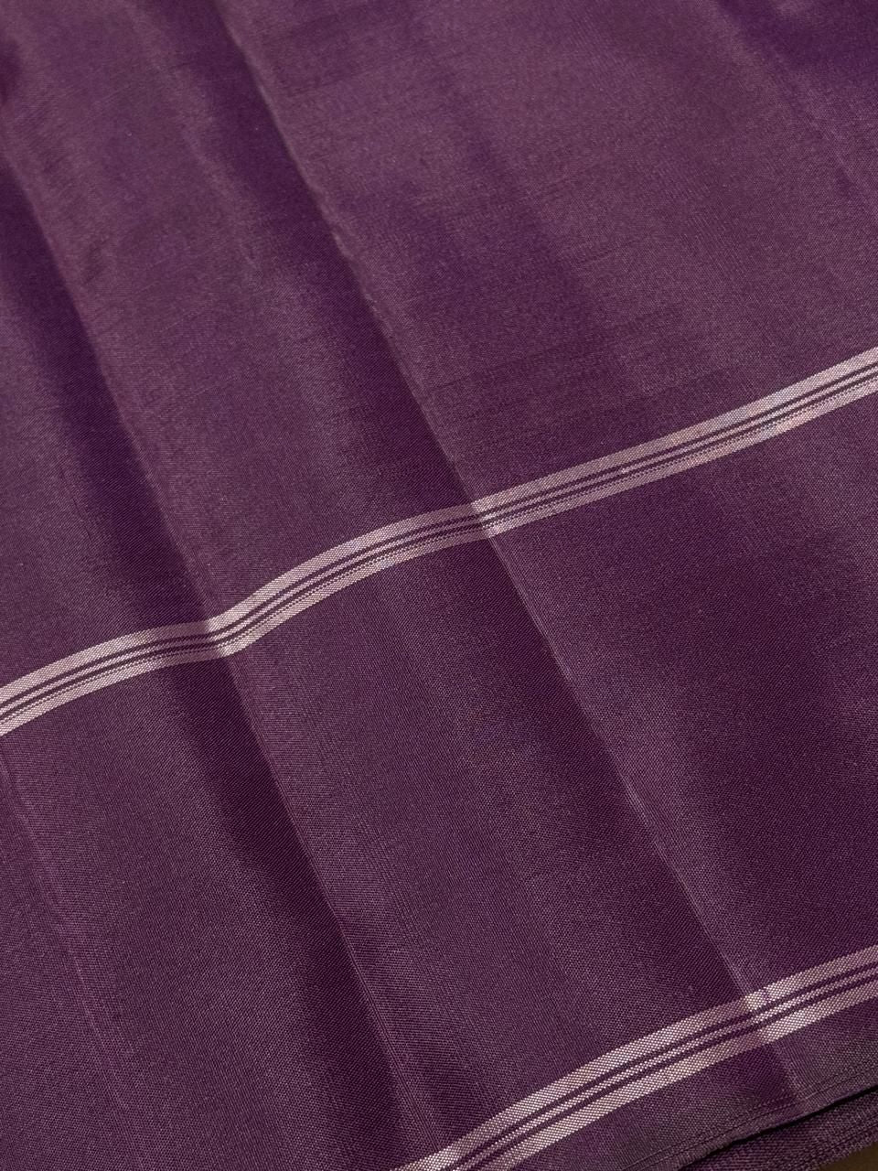 Ananda blue with deep purple veldhari temple border korvai