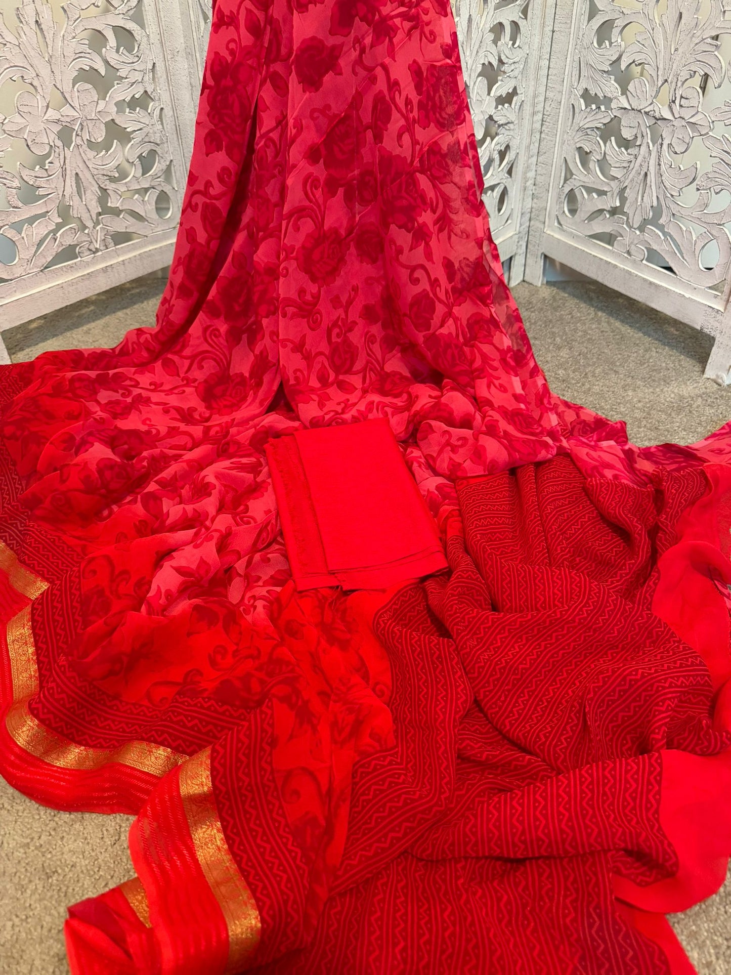 Red Chiffon Georgette