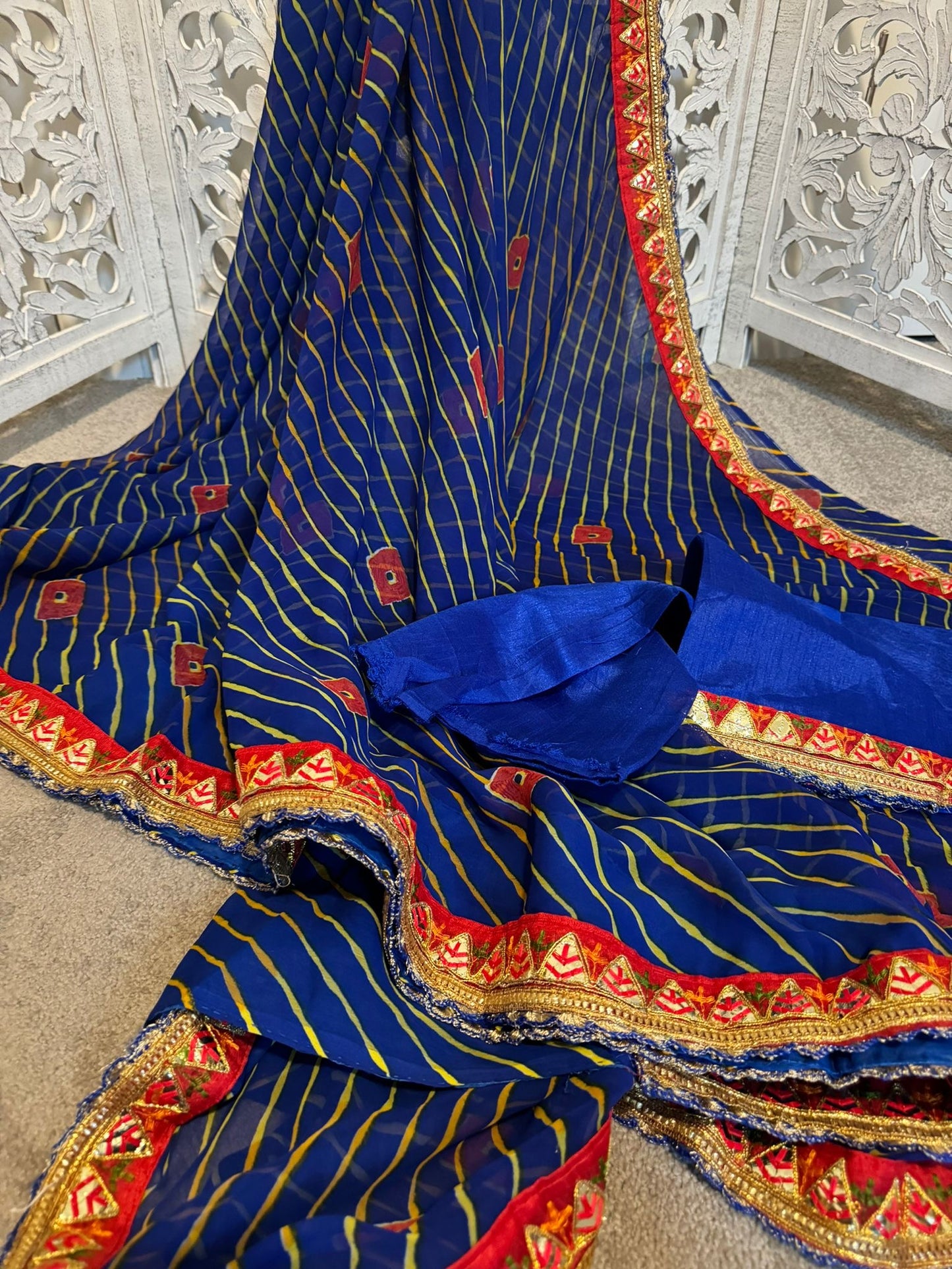 Pure Georgette with Gottapatti dark blue