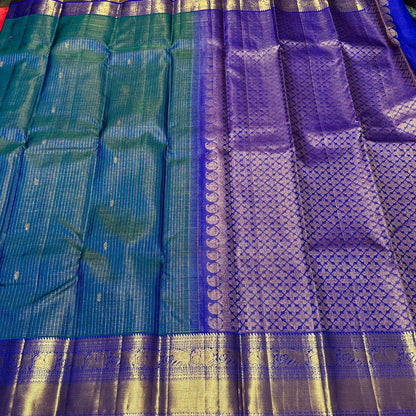 Peacock blue / ink blue oosi Jari kattam short / long borders