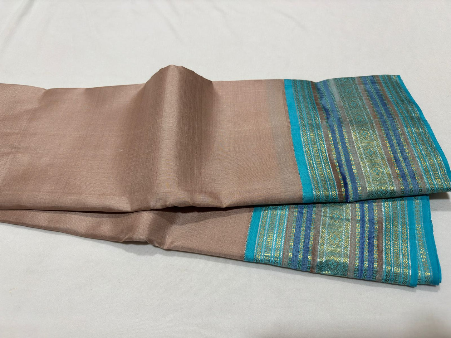 Biscuit beige with blue korvai