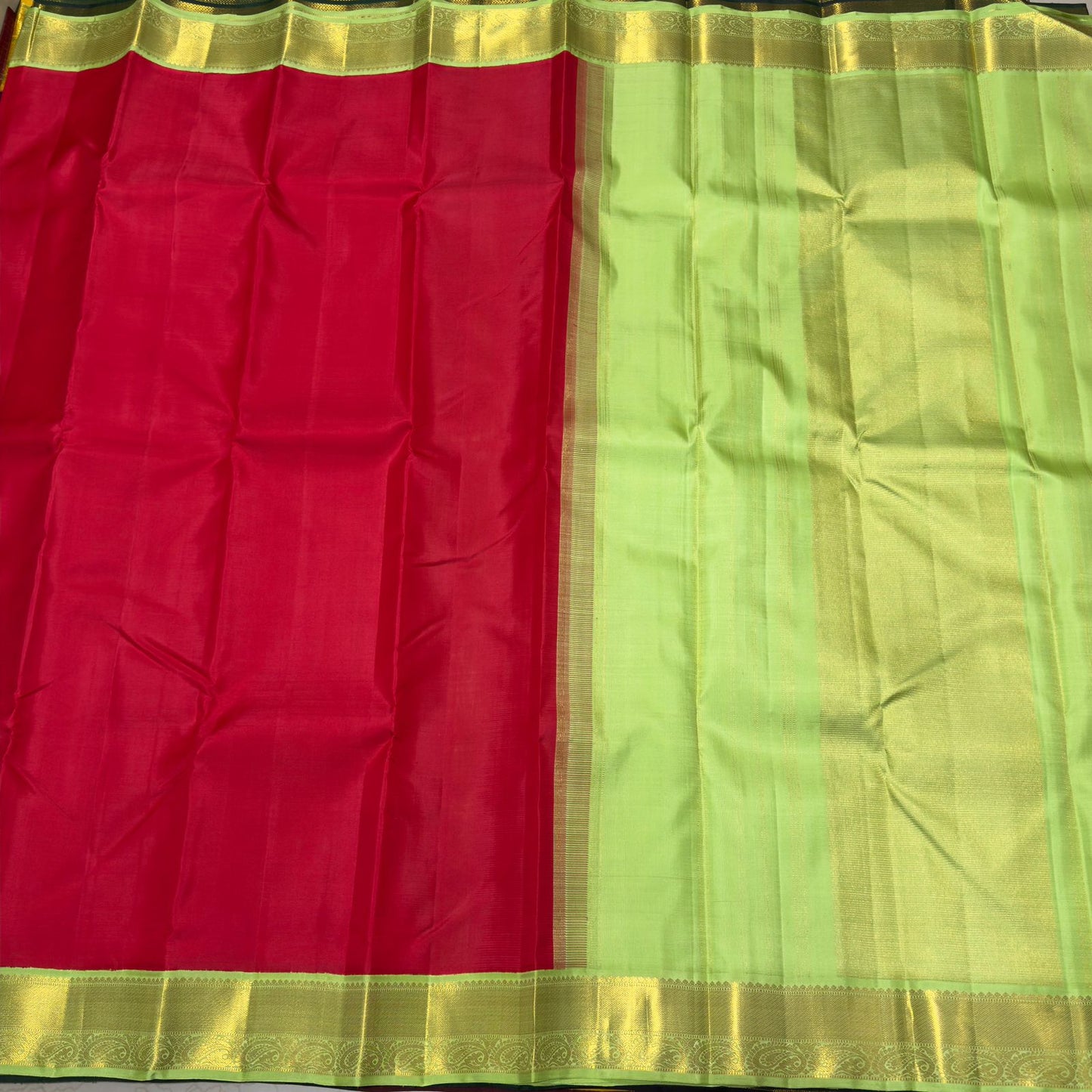 Red with Pastel green korvai