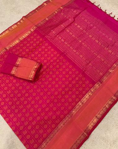 Rani pink/peach dual tone rettapate mayil chakram 1000 buttas