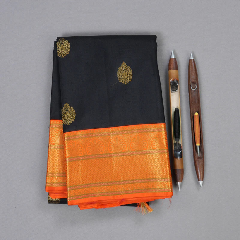 Black fanta orange korvai flower buttas