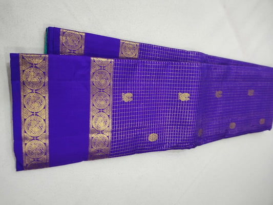 Deep violet zari checks / buttas rettapate Teal korvai pallu
