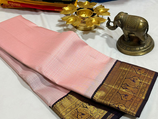 Soft Pink with kanchana blackish blue muthukattam korvai