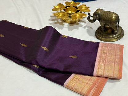 Beetlenut purple with soft peachish pink buttas korvai