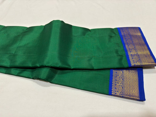 Deep Emerald green with royal blue Korvai
