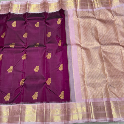 Deep kungumam maroonish wine buttas korvai