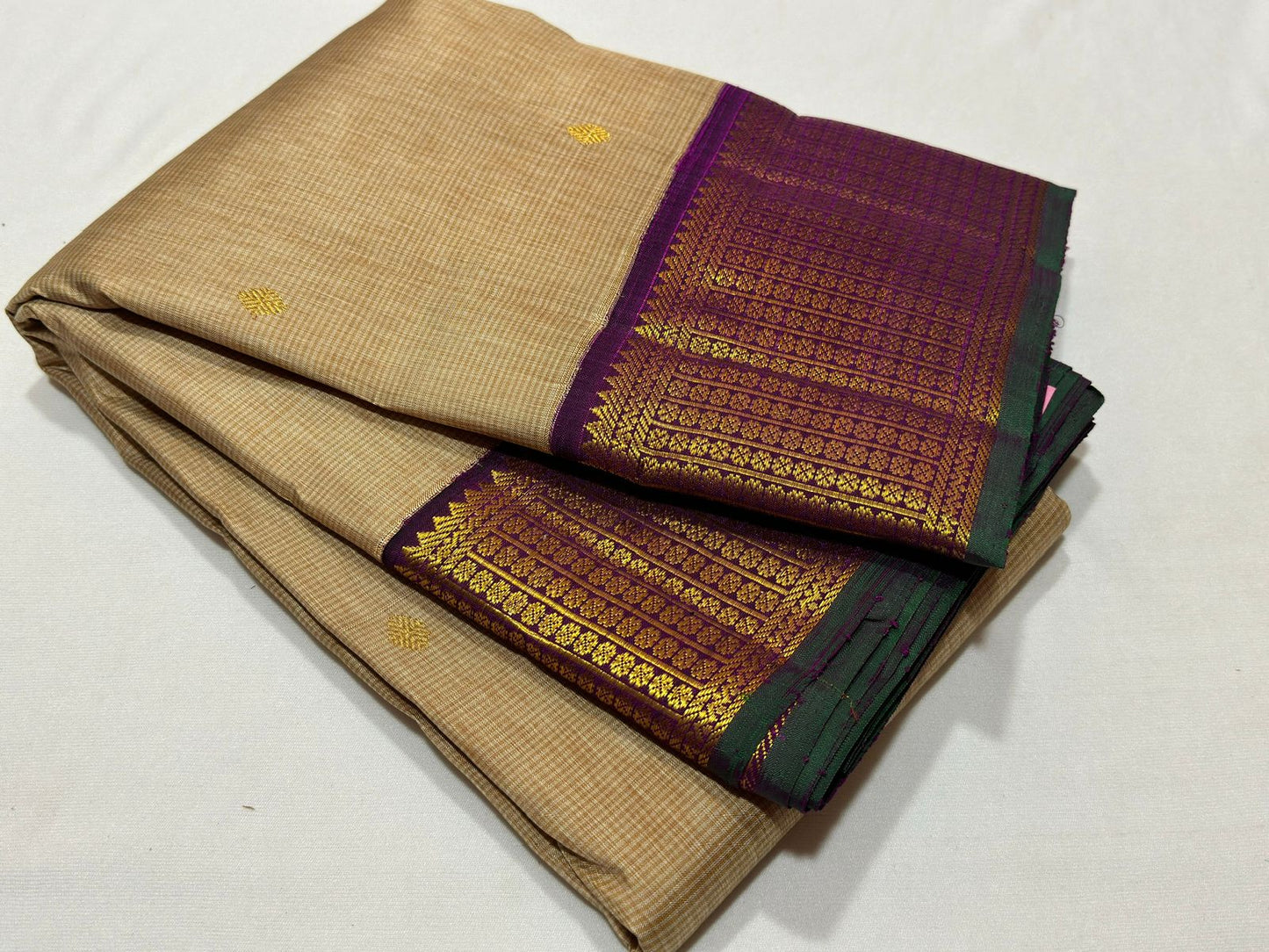 Beige with purple korvai