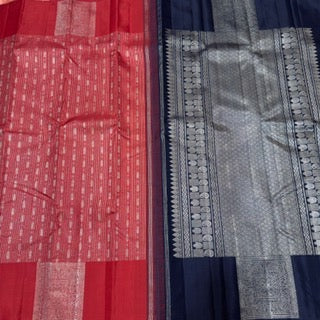 Chilly red with navy blue jacquard
