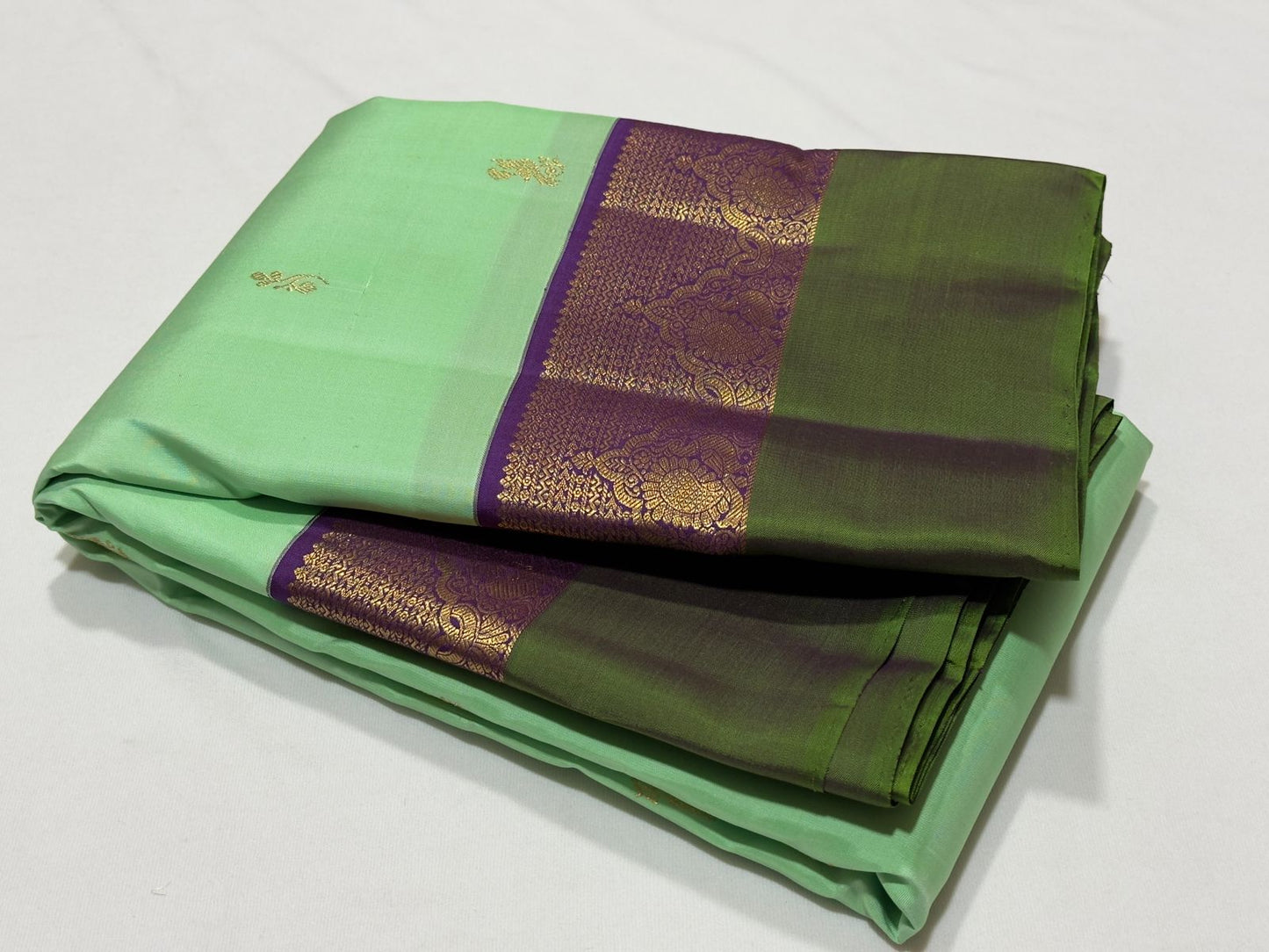 Light green with purple